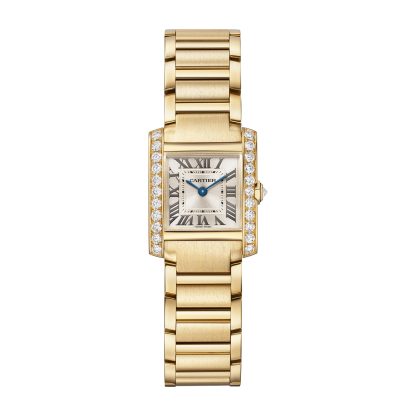 1:1 super orologi falsi Orologio Cartier Tank Française Modello piccolo Movimento al quarzo Oro giallo Diamanti Oro giallo WJTA0039