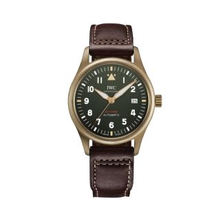 1:19 super orologi clone IWC Pilots Automatic Spitfire 39mm Orologio da uomo in pelle di vitello verde IW326806