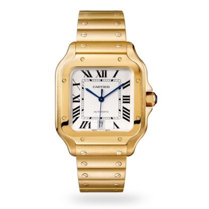 1:22 super orologi falsi Orologio Cartier Santos De Cartier Modello grande Movimento automatico Oro giallo Bracciali intercambiabili in metallo e pelle Oro giallo WGSA0029