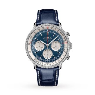 1:25 super orologi falsi Breitling Navitimer Cronografo 41mm Orologio Uomo Quadrante Blu Occhi Bianchi Alligatore AB0139631C1P1