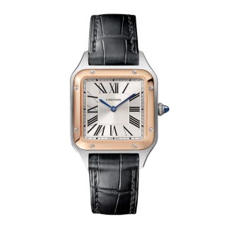 1:4 super orologi clone Orologio Cartier Santos-Dumont Modello piccolo Movimento al quarzo Oro rosa Acciaio Pelle Alligatore W2SA0012