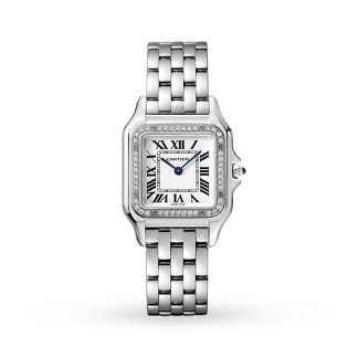 1:4 super orologi replica Orologio Cartier Panthère De Cartier Modello Medio Movimento al quarzo Acciaio Diamanti Acciaio W4PN0008