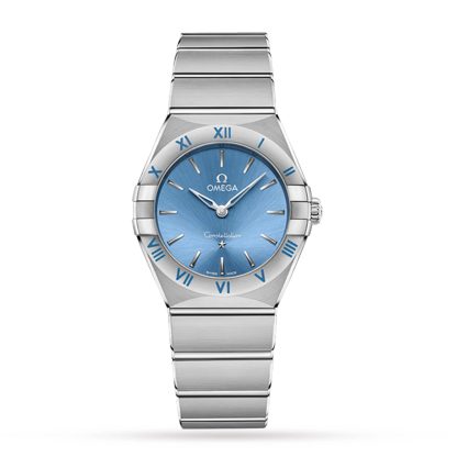 1:5 super orologi replica Omega Constellation Co-Axial 28mm Orologio da donna in acciaio inossidabile blu O13110286003001