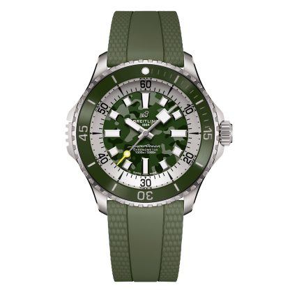 1:50 super orologi falsi Breitling Superocean Automatic Super Diver 46mm Orologio Uomo Gomma Verde E10379D31L1S1