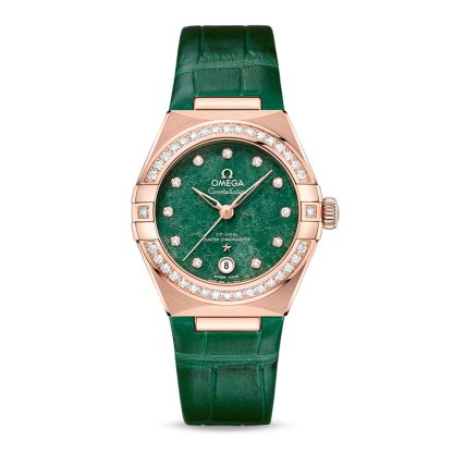 1:6 super orologi clone Omega Constellation Co-Axial Master Chronometer 29mm Orologio da donna in pelle verde O13158292099004