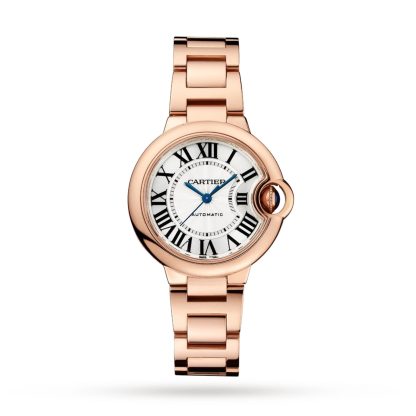 1:9 super orologi falsi Orologio Cartier Ballon Bleu De Cartier 33 mm Movimento meccanico a carica automatica Oro rosa WGBB0042