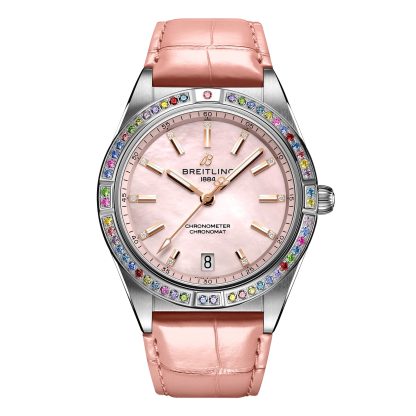 Migliori orologi replica UK Breitling Chronomat Automatic 36 South Sea Cinturino in pelle rosa Orologio da donna Alligatore G10380BB1K1P1