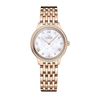 Migliori orologi replica UK Omega De Ville Prestige 27.5mm Orologio da donna Madreperla Oro Rosa 18ct O43455286055001