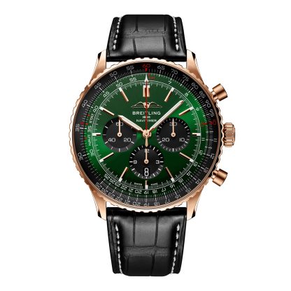 Orologi svizzeri replica donna Breitling Navitimer Cronografo Oro rosa 18ct 46mm Orologio Uomo Alligatore Verde RB0137241L1P1