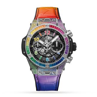 Orologi svizzeri replica economici Hublot Big Bang Unico Titanio Arcobaleno 42 mm Alligatore 441.NX.1117.LR.0999