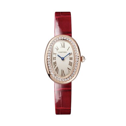 Orologi svizzeri replica economici Orologio Cartier Baignoire de Cartier Modello piccolo movimento al quarzo oro rosa diamanti pelle Alligatore WJBA0031