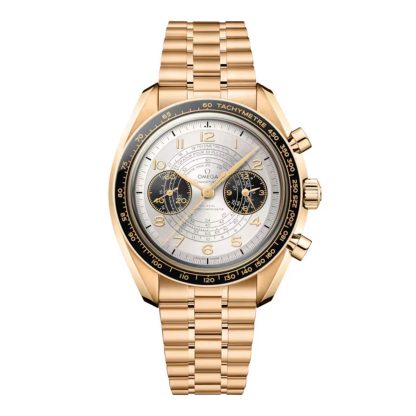 Orologi svizzeri replica prezzi Omega Speedmaster Chronoscope Paris 2024 Olympics 43mm Orologio Uomo Moonshine Gold 18ct Yellow Gold O52260435102001