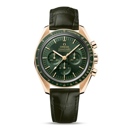 Orologi svizzeri replica prezzi Omega Speedmaster Moonwatch Professional Co-Axial Master Chronometer Chronograph 42mm Uomo Orologio Verde Luna Pelle Oro O31063425010001