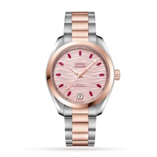 Replica orologi vs reale Omega Seamaster Aqua Terra 150M Co-Axial Master Chronometer 34mm Orologio da donna in acciaio inossidabile e oro rosa 18ct O22020342060001