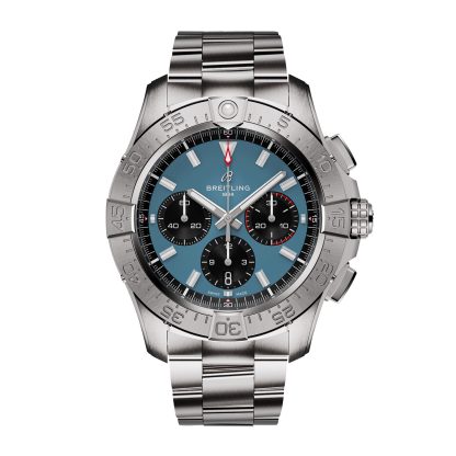 Replica polso Breitling Avenger Cronografo B01 44mm Orologio Uomo Blu Acciaio Inox AB0147101C1A1