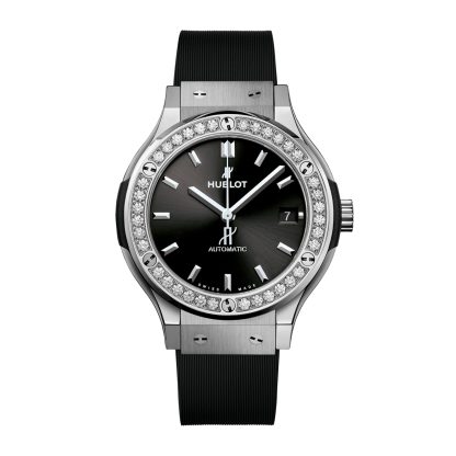 Replica polso Hublot Classic Fusion Titanio Diamanti 38mm Gomma 565.NX.1470.RX.1204