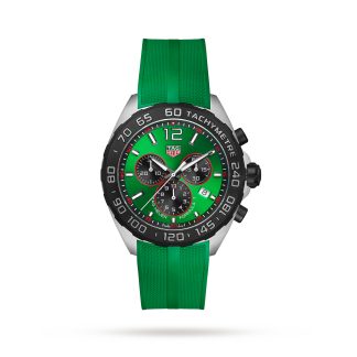 Replica polso TAG Heuer Formula 1 Cronografo 43mm Uomo Orologio in gomma verde CAZ101AP.FT8056