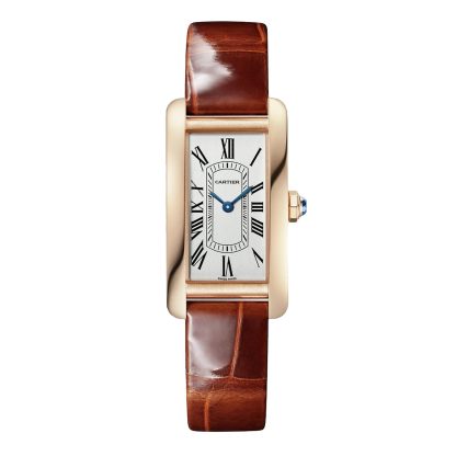 acquistare designer Orologio Cartier Tank Américaine Modello piccolo Movimento al quarzo Pelle d'oro rosa Alligatore WGTA0133