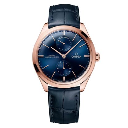 acquistare lusso Omega De Ville Tresor 40mm Orologio Uomo Navy 18ct Oro Rosa O43553402203001