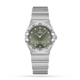 copie a buon mercato ebay Omega Constellation Co-Axial 28mm Orologio da donna in acciaio inossidabile verde O13110286060001