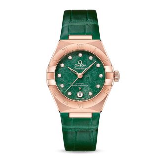 copie a buon mercato ebay Omega Constellation Co-Axial Master Chronometer 29mm Orologio da donna in pelle verde O13153292099002