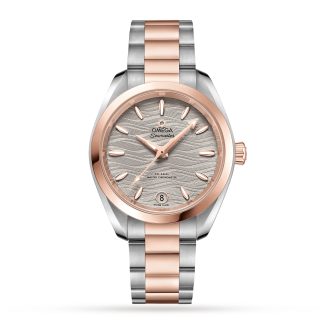 copie a buon mercato ebay Omega Seamaster Aqua Terra Co-Axial Master Chronometer 34mm Orologio da donna in acciaio inossidabile e oro rosa 18ct O22020342006001