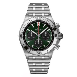 designer a buon mercato Breitling Chronomat B01 Cronografo 42mm Uomo Orologio Verde Acciaio Inox AB0134101L2A1