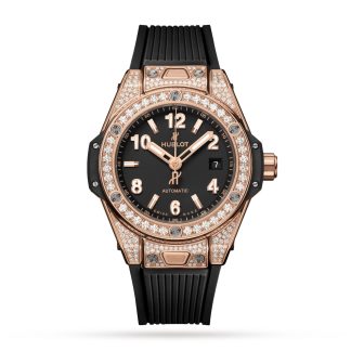 designer a buon mercato Hublot Big Bang One Click King Gold Pave 33mm Orologio in gomma 485.OX.1180.RX.1604