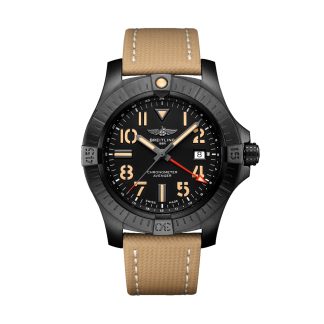 designer all'ingrosso Breitling Avenger Automatic GMT 45 Night Mission Orologio in pelle di vitello V32395101B1X1