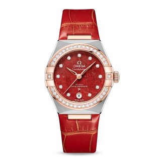 designer all'ingrosso Omega Constellation Co-Axial Master Chronometer 29mm Orologio da donna in pelle rossa O13128292099002