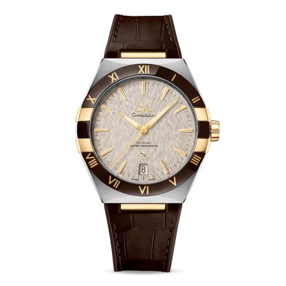 designer contraffatto Omega Constellation Co-Axial Master Chronometer 41mm Orologio Uomo Pelle Grigia O13123412106002