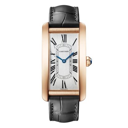 designer contraffatto Orologio Cartier Tank Américaine Modello grande Movimento automatico Pelle d'oro rosa Alligatore WGTA0134