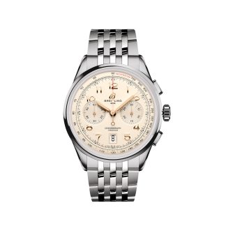 designer di alta qualità Breitling Premier B01 Cronografo 42mm Orologio Uomo Crema Acciaio Inox AB0145211G1A1