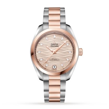 designer di alta qualità Omega Seamaster Aqua Terra 150M Co-Axial Master Chronometer 34mm Orologio da donna in acciaio inossidabile e oro rosa 18ct O22020342059001