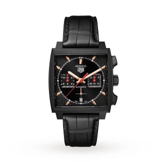 designer di alta qualità TAG Heuer Monaco Dark Lord 39 mm Orologio da uomo in alligatore CBL2180.FC6497