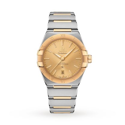 designer di moda Omega Constellation 39 mm in acciaio - Oro giallo su acciaio - Oro giallo in acciaio e oro giallo 18ct O13120392008001