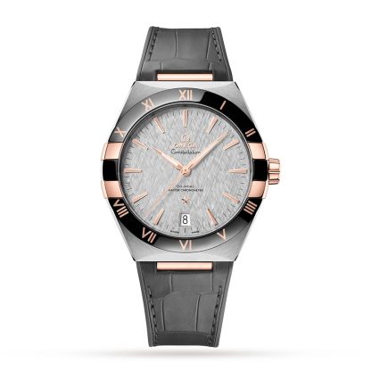 designer di moda Omega Constellation Co-Axial Master Chronometer 41mm Orologio Uomo Pelle Grigia O13123412106001