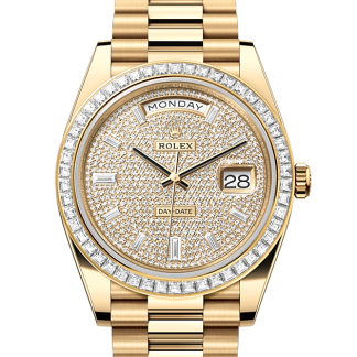 designer di moda Rolex Day-Date 40 oro giallo e diamanti M228398TBR-0036