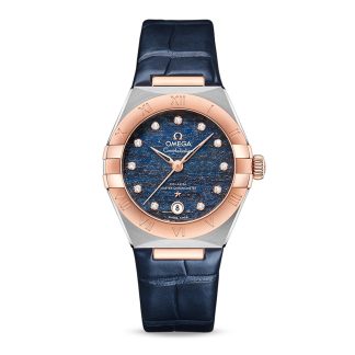 designer replica Omega Constellation Co-Axial Master Chronometer 29mm Orologio da donna in pelle blu O13123292099003