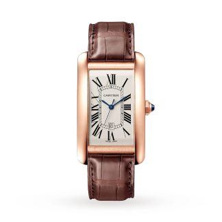 designer replica Orologio Cartier Tank Americaine Modello medio Movimento meccanico a carica automatica Alligatore oro rosa WGTA0047