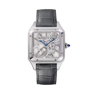 lusso a buon mercato Cartier Santos-Dumont Orologio Scheletrato Modello Grande Movimento Automatico Acciaio Pelle Alligatore WHSA0032