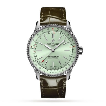 lusso all'ingrosso Breitling Navitimer Automatic 35 Acciaio inossidabile Cinturino in pelle Menta Orologio Alligatore A17395361L1P2