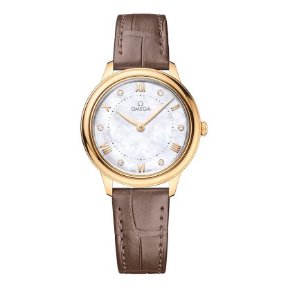 lusso di alta qualità Omega De Ville Prestige 30mm Orologio da donna Madreperla Oro Giallo Pelle di vitello O43453306055002