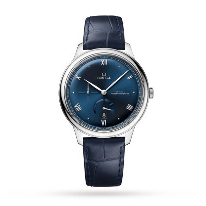 lusso di alta qualità Omega De Ville Prestige Co-Axial Master Chronometer Riserva di Carica 41mm Orologio Uomo Alligatore Blu O43413412103002