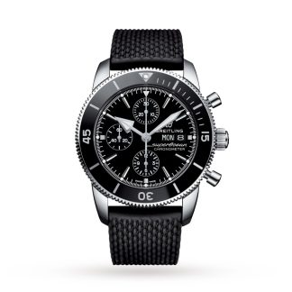 polso falso Breitling Superocean Heritage Chronograph 44 Orologio in acciaio inossidabile con cinturino in gomma A13313121B1S1