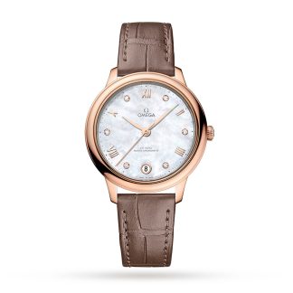 polso falso Omega De Ville Prestige Co-Axial Master Chronometer Orologio da donna 34 mm Alligatore bianco O43453342055001