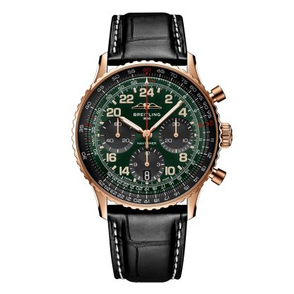 polso falso Orologio da uomo Breitling Navitimer Cosmanaute 41mm Edizione Limitata Alligatore Verde RB12302A1L1P1