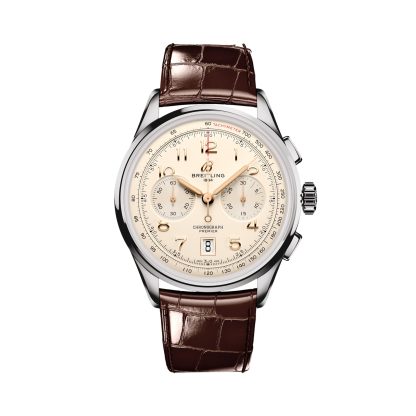 vendita calda designer Breitling Premier B01 Cronografo 42 mm Orologio da uomo in alligatore crema AB0145211G1P1