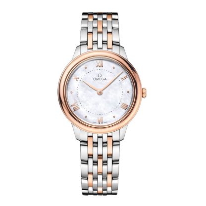 vendita calda di lusso Omega De Ville Prestige 30mm Orologio da donna in acciaio inossidabile e oro rosa 18ct Madreperla O43420306005001