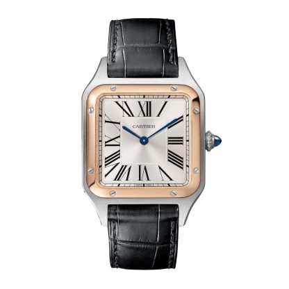 vendita calda di lusso Orologio Cartier Santos-Dumont Modello Grande Movimento al quarzo Acciaio Oro Rosa Pelle Alligatore W2SA0011